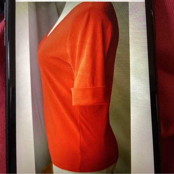 RALPH LAUREN T-SHIRT SHORT SLEEVE V-NECK CORAL TEE COTTON Women’s Size MEDIUM - Picture 3 of 6